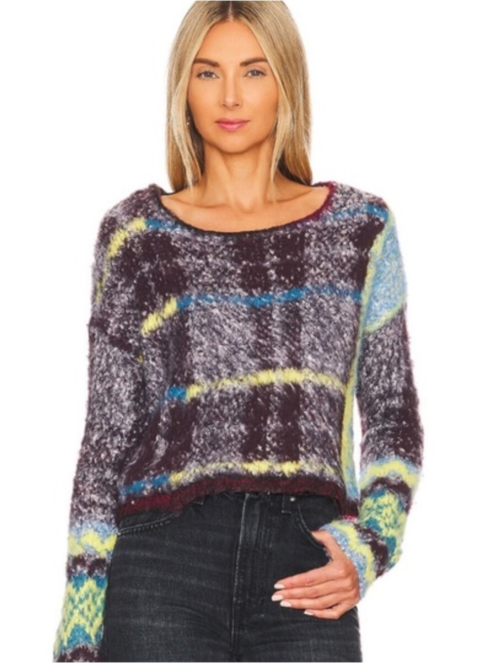 Free People Emerson Plaid Pullover Sweater